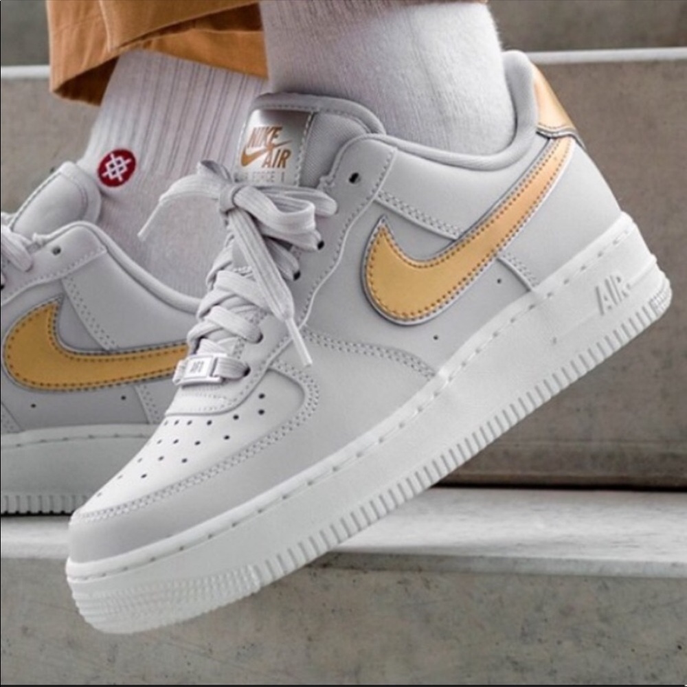 Worn Nike Air Force 1 Rare Gold Swoosh